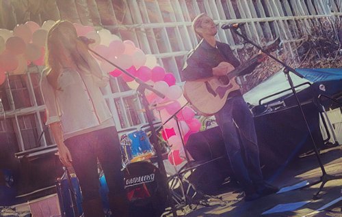 Robby and Bria leading worship together on campus at San Jose State University
